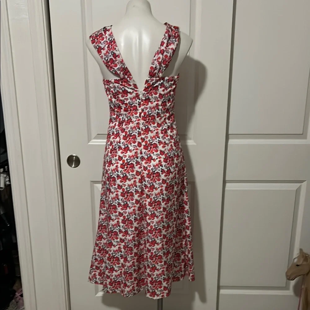 Red and White Halter Midi Sundress for Cocktail Events - Picture 5 of 12